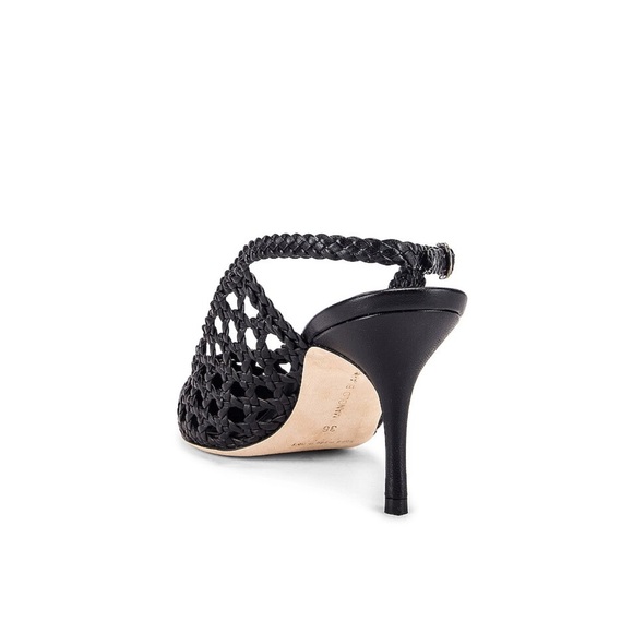 Manolo Blahnik Black leather Basket Weave Slingblack heels 36.5 6.5 NWT sold out - Picture 5 of 7